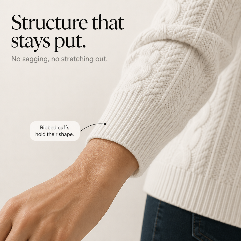 Cabelyn – Embossed Cable-Knit Half-Zip Pullover