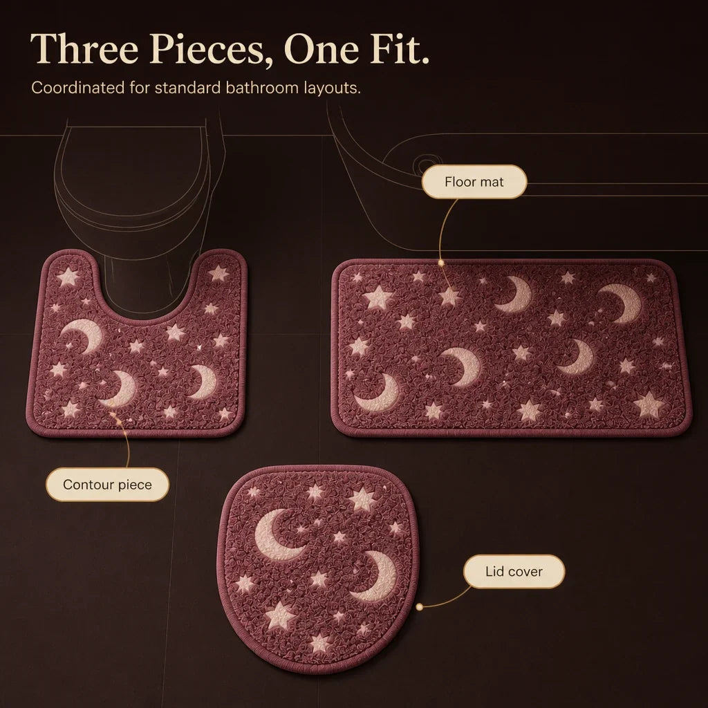 Lunaglow – Glow-In-The-Dark Moon And Star Bath Mat Set