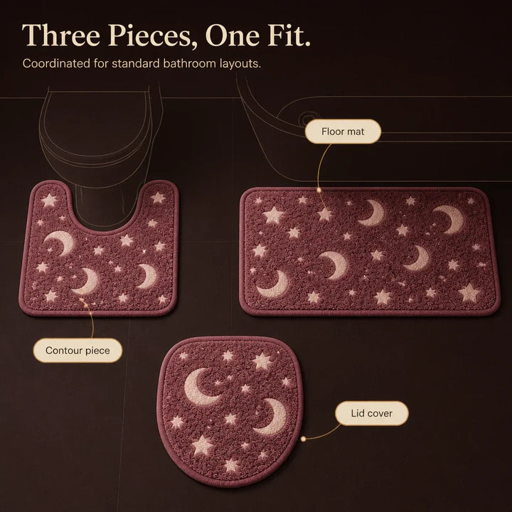 Lunaglow – Glow-In-The-Dark Moon And Star Bath Mat Set