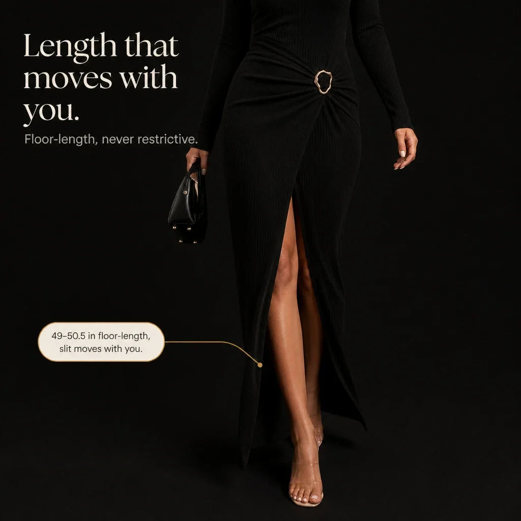 Veloura – One-Shoulder Ribbed Knit Mermaid Maxi Dress