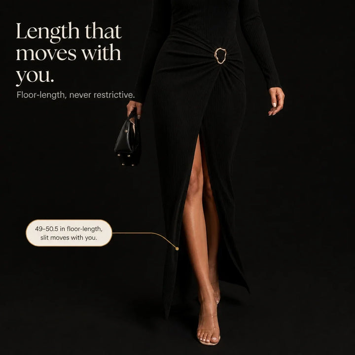 Veloura – One-Shoulder Ribbed Knit Mermaid Maxi Dress