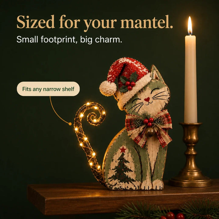Tinsel & Whiskers – Vintage-Style Lighted Tail Christmas Cat