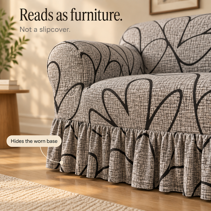 Wrapsody – High-Stretch Ruffled Skirt Sofa Slipcover