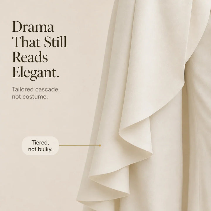 Vellora – Asymmetric Ruffled Tunic And Wide-Leg Pants Set