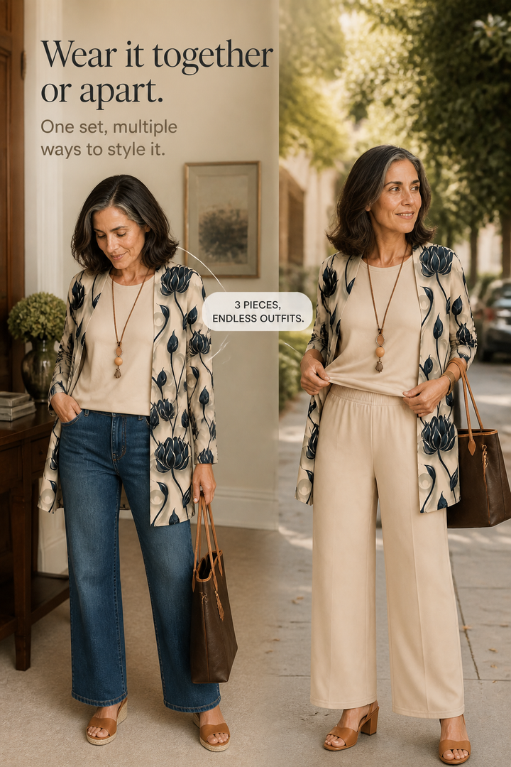 Wearbella – Printed Three-Piece Top And Pants Set