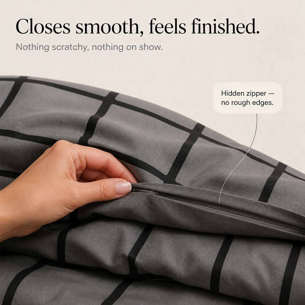 Gridfolia – Geometric Plaid-Grid Duvet Cover Set