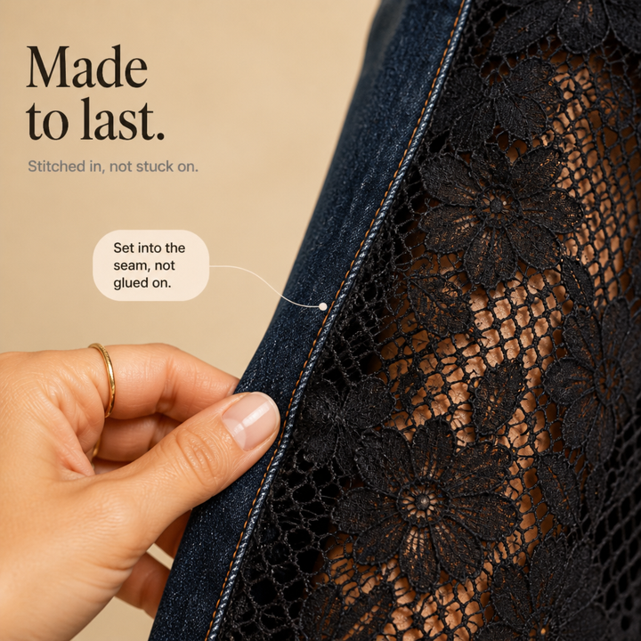 Laceflare – Black Floral Lace Panel Flare Jeans