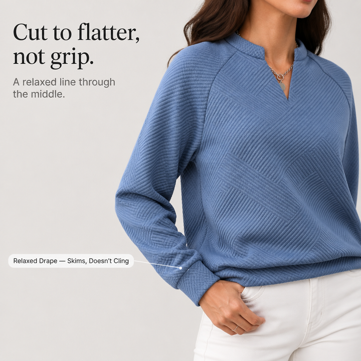 Stripewell – Striped Jacquard V-Neck Sweatshirt