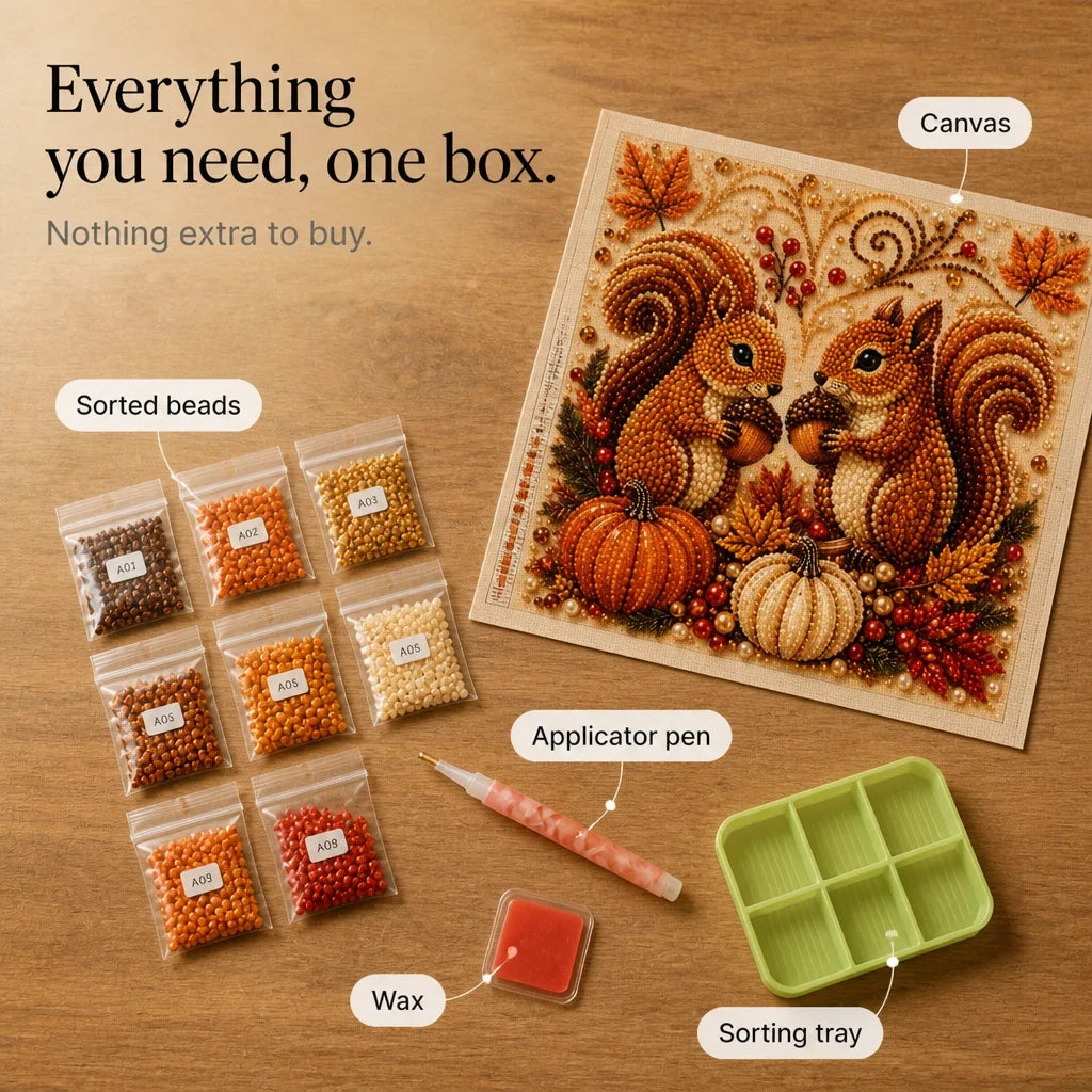 Harvest & Hearth – Pearl Bead Squirrel Diamond Painting Kit
