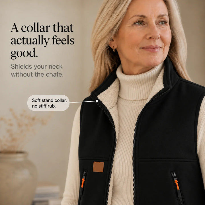 Veluna – Zip-Front Fleece High-Collar Vest