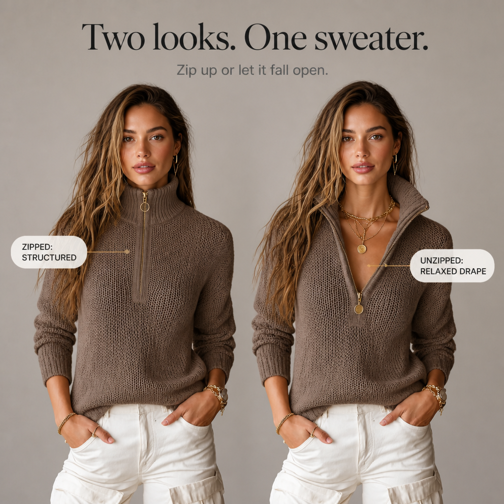 ElevenOra – Half-Zip Sweater That Looks Tried, Not Tried-Hard