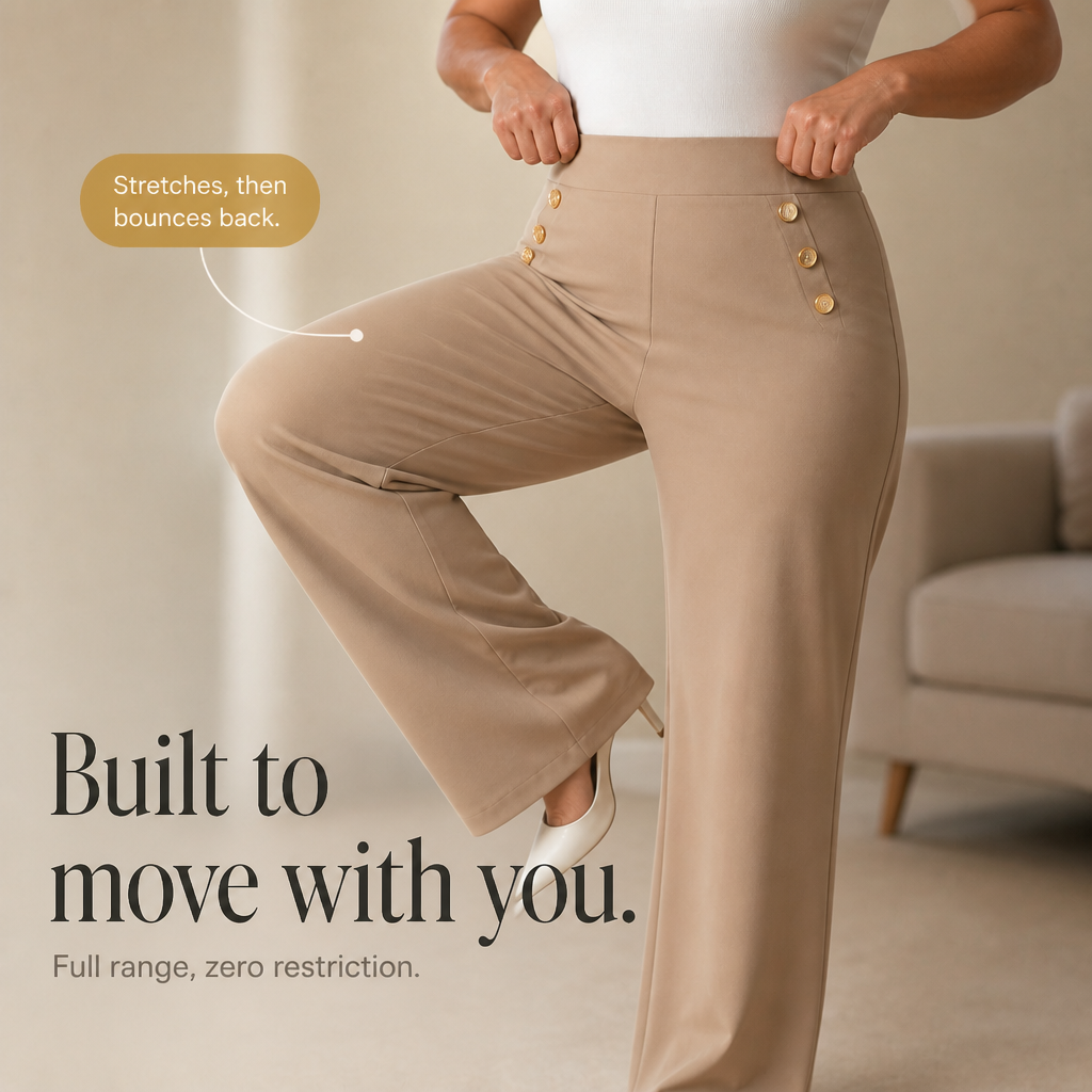 Curvella – High-Waist Tummy-Control Wide Leg Pants