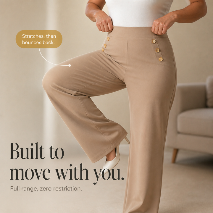 Curvella – High-Waist Tummy-Control Wide Leg Pants
