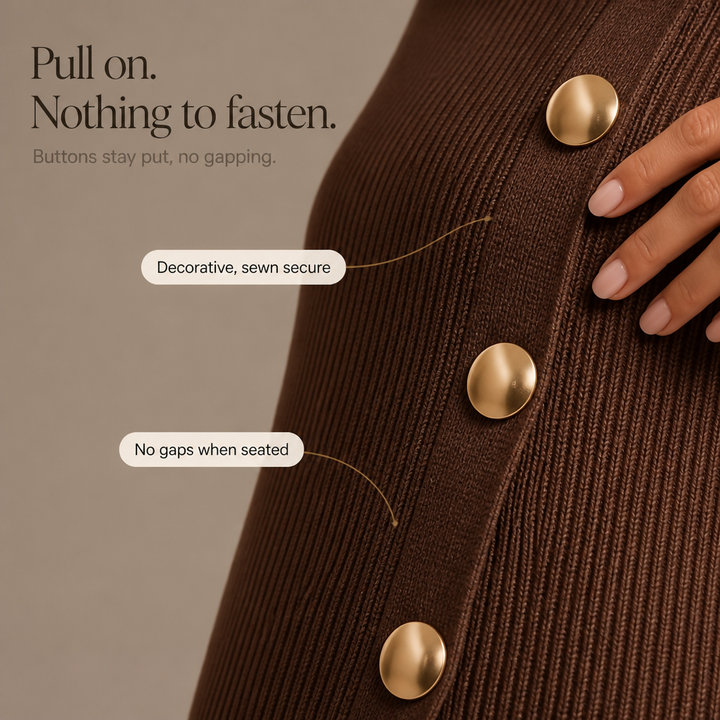 Wearbella – Gold-Tone Button Asymmetric Ribbed Knit Tunic