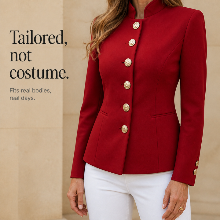 Wearbella – Gold Button Tailored Military Blazer
