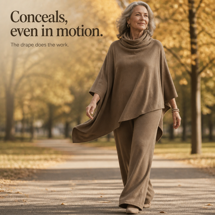 Draveil – Cowl-Neck Cape Top And Wide-Leg Pants Set