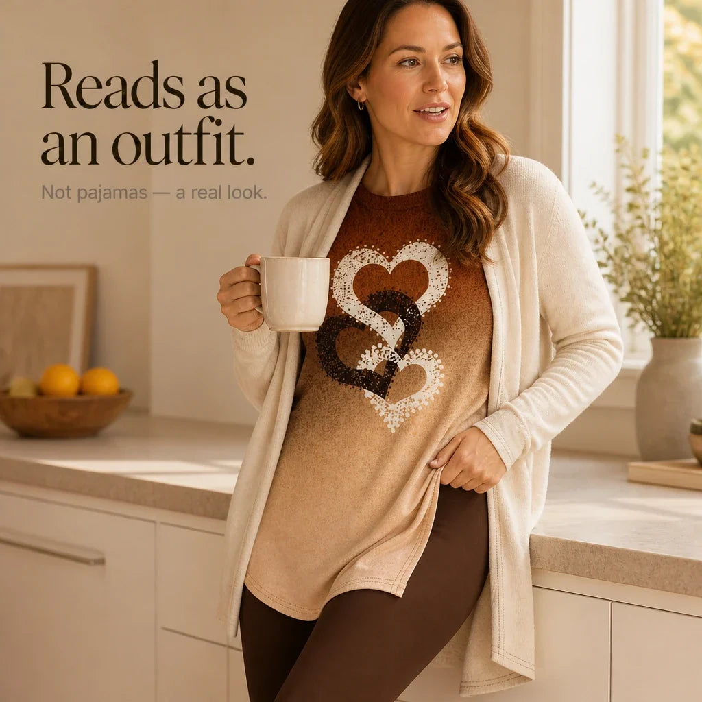 Heartwell – Heart-Print Tunic And Leggings Set