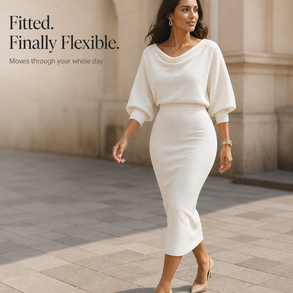 Wearbella – Ribbed Draped Top And Midi Skirt Set