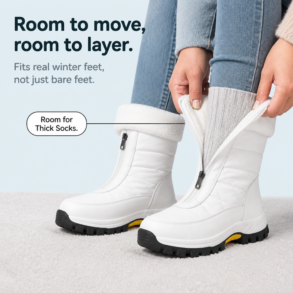 Snowlina – Plush-Lined Zip-Up Snow Boots