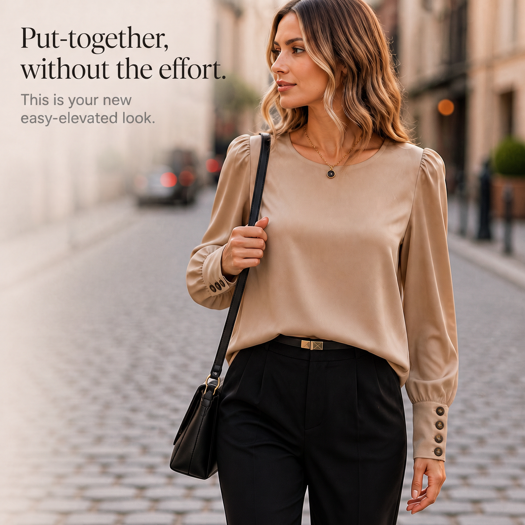 Vellara – Puff Sleeve Satin Blouse
