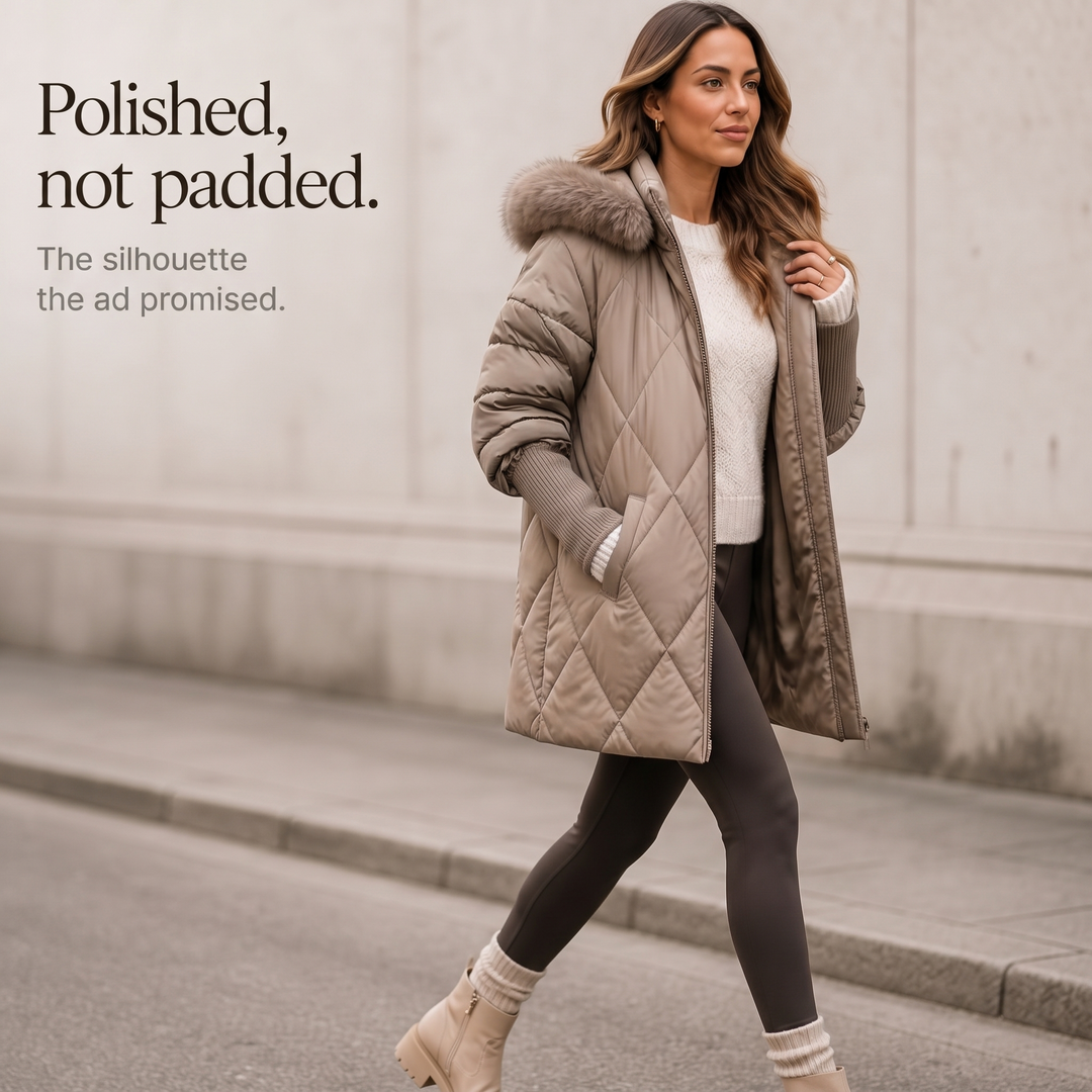 Wovella – Oversized Faux-Fur Hood Quilted Parka