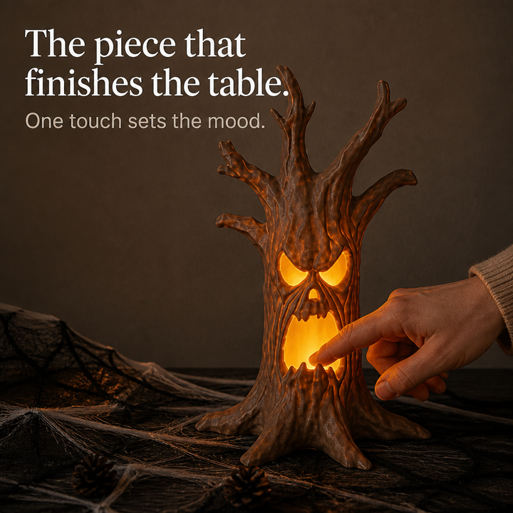 Hollowyn – Carved Face Glow-Through Tree Trunk