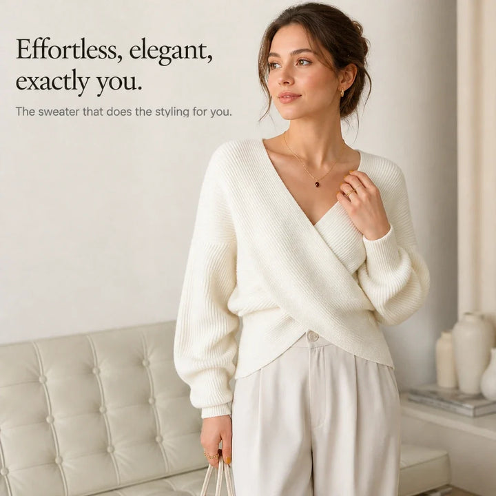 Vellora – Ribbed Cropped Wrap Sweater