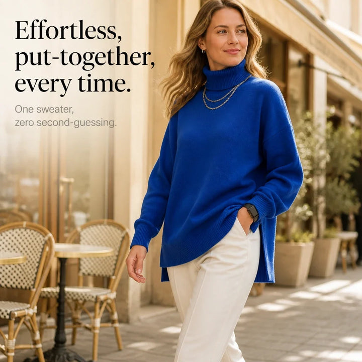 Wearbella – Ribbed High-Neck Side-Slit Sweater