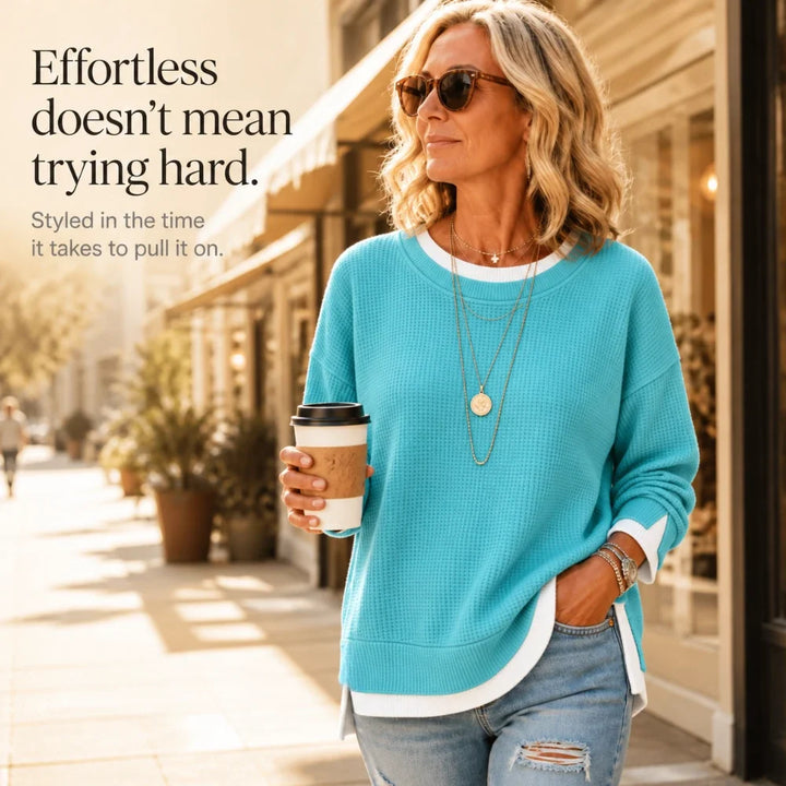 Layerelle – Two-Piece Waffle-Knit Pullover