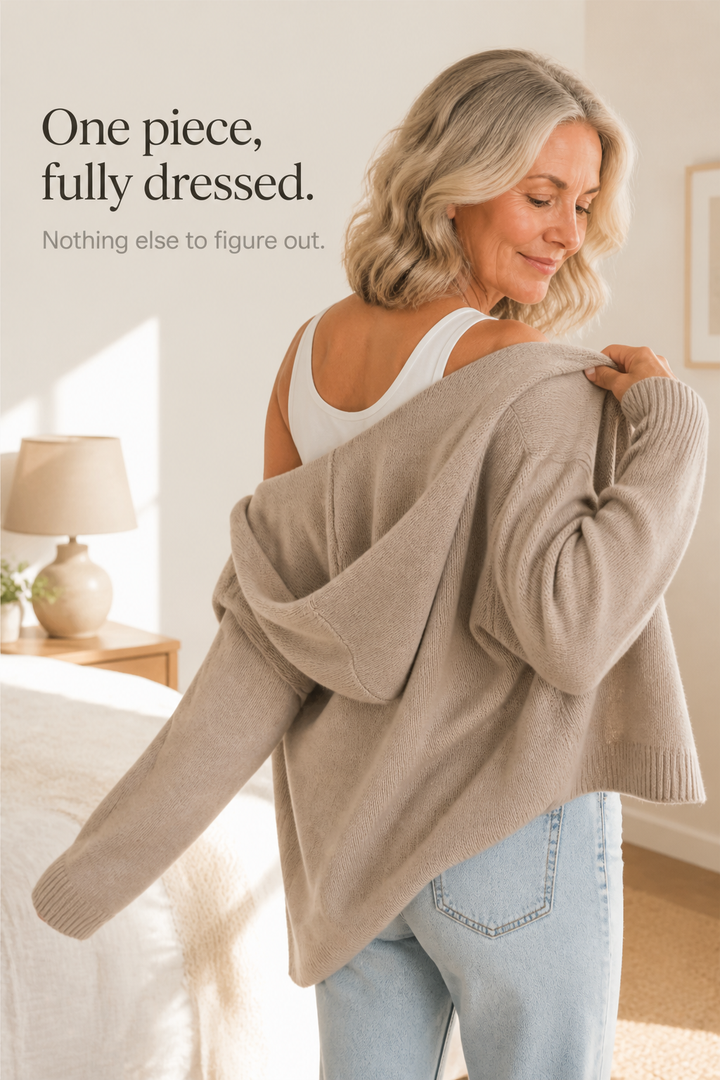 Wearbella – Hooded Ribbed Knit Drawstring Cardigan