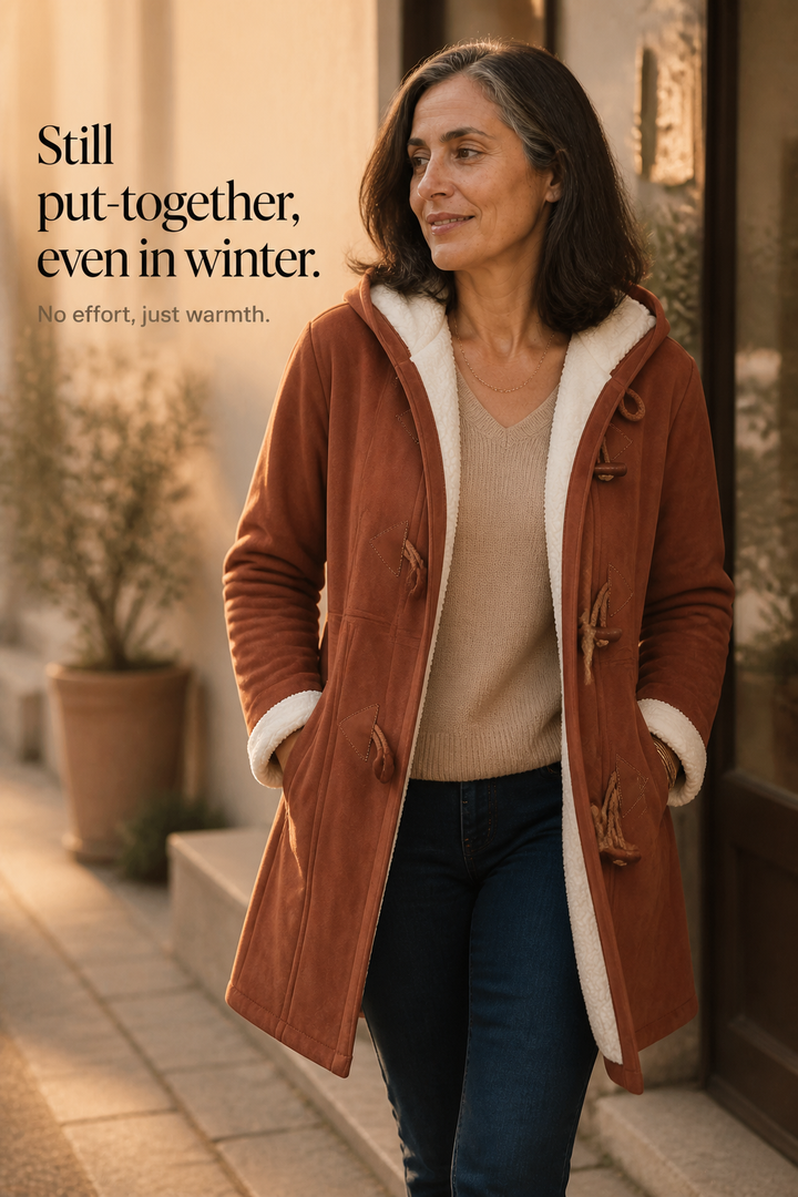Suedeluxe – Hooded Faux Suede Coat With Plush Lining