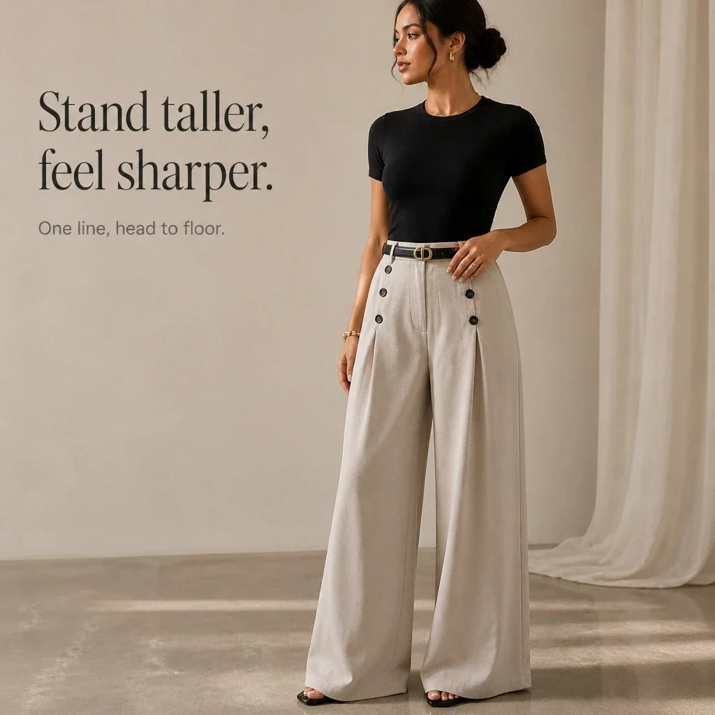 Veloura – High-Waisted Pleated Wide-Leg Trousers
