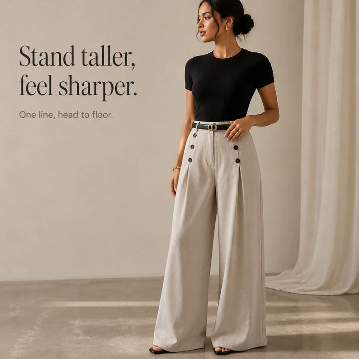 Veloura – High-Waisted Pleated Wide-Leg Trousers
