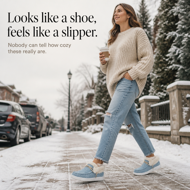 Veluna – Plush-Lined Canvas Slip-On Winter Shoes