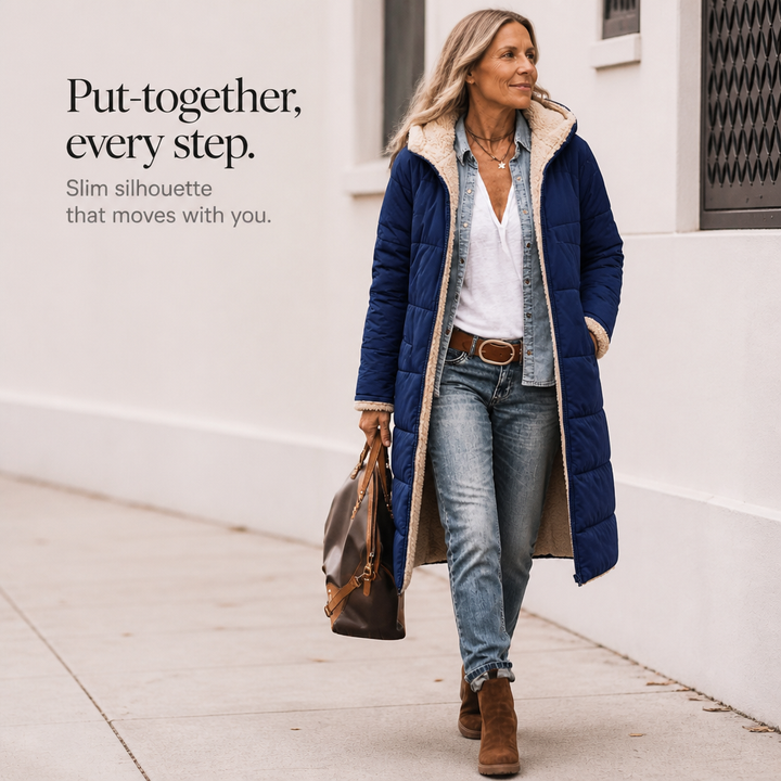 Veluna – Reversible Quilted Sherpa-Look Winter Coat
