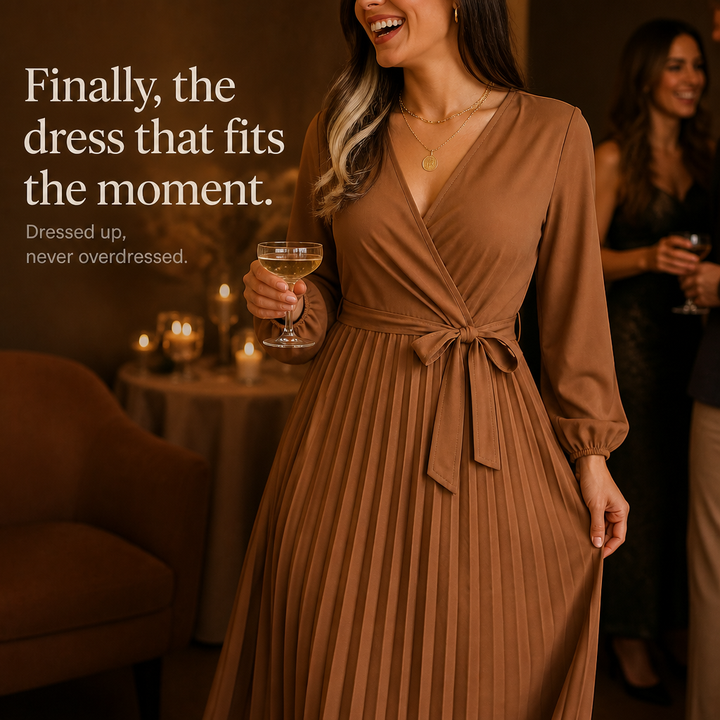 Wearbella – Pleated Wrap-Front High-Waist Maxi Dress