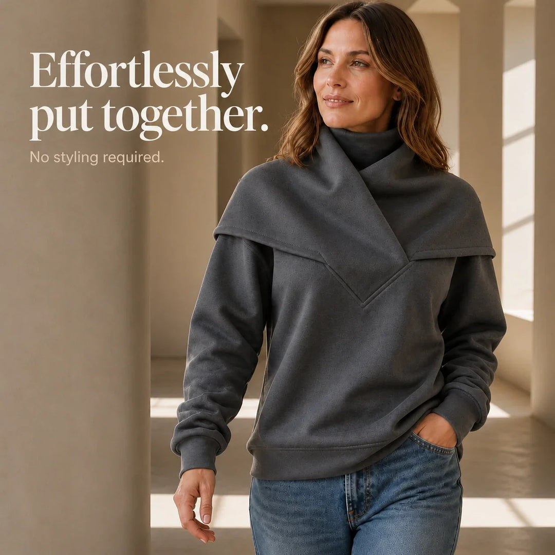 Sailora – Draped Sailor-Collar Fleece Sweatshirt