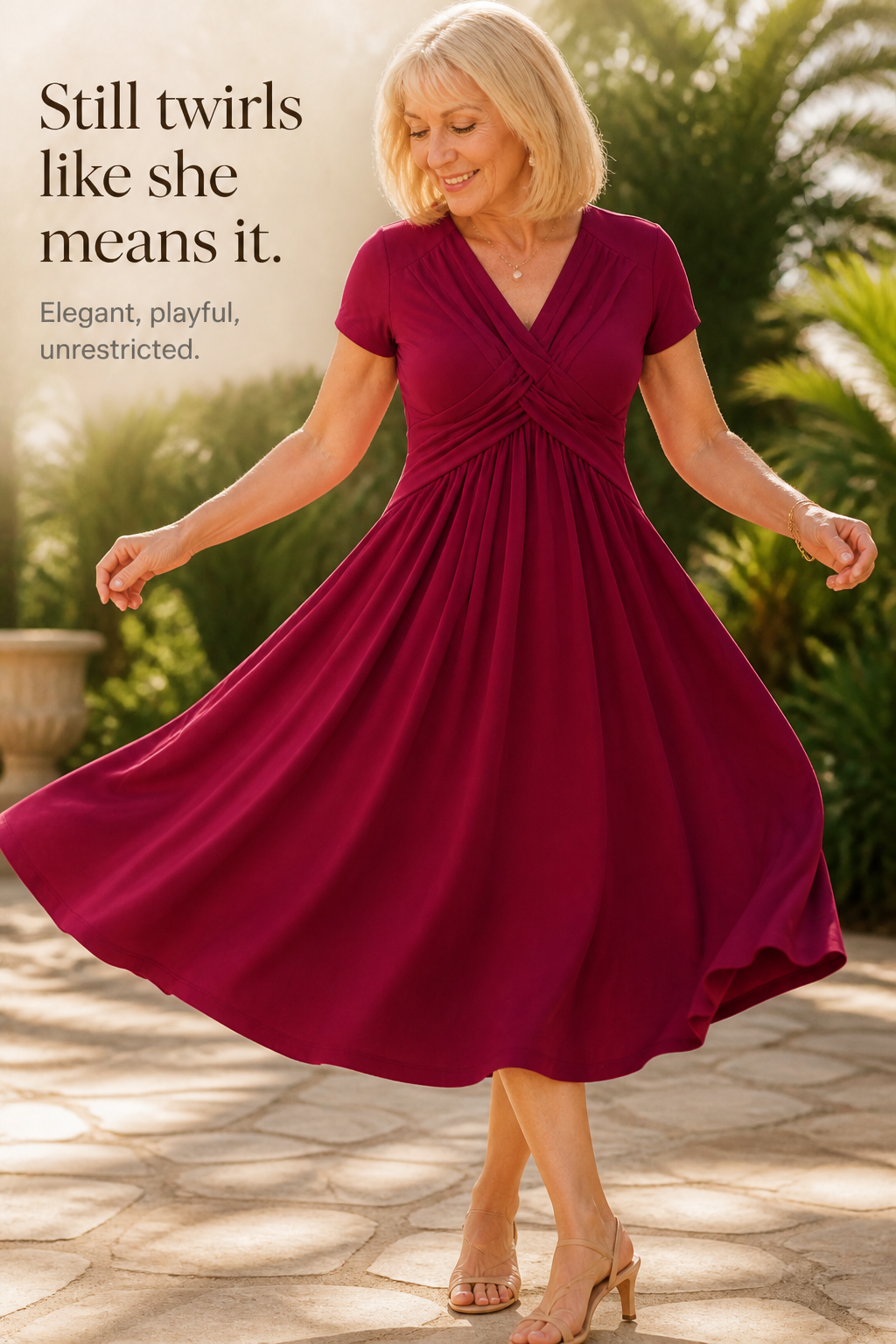 Wearbella – Crossover V-Neck Pleated Pocket Midi Dress