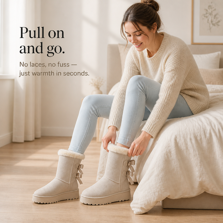 Bowelle – Plush-Lined Platform Bow Winter Boots
