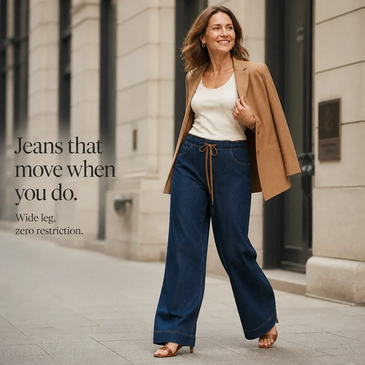 Tielora – Drawstring Waist Wide-Leg Jeans