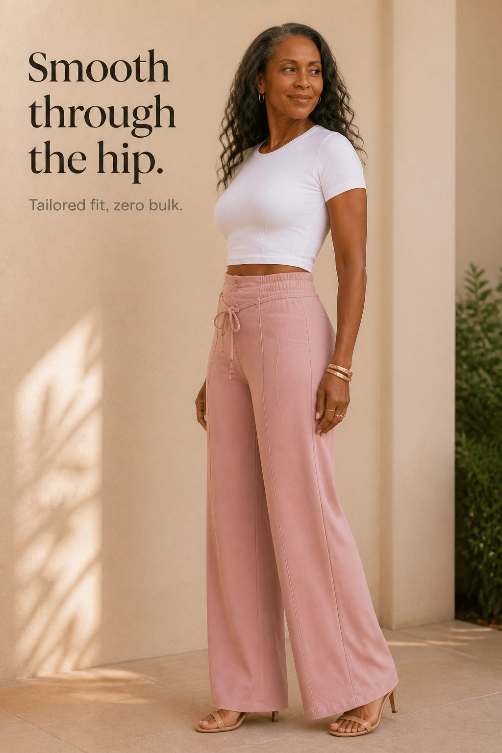 Linessa – Pleated Elastic-Waist Wide-Leg Trousers