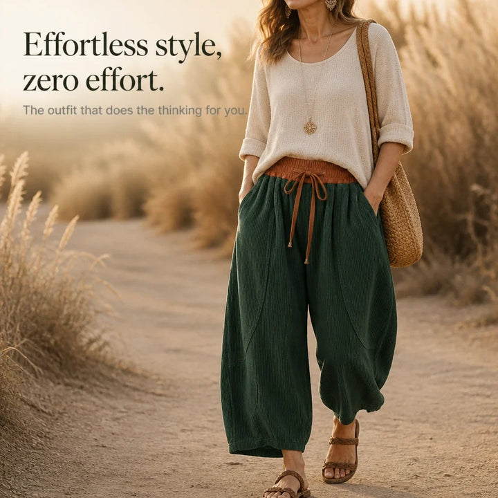 Colora – Color-Block Cropped Wide-Leg Pants