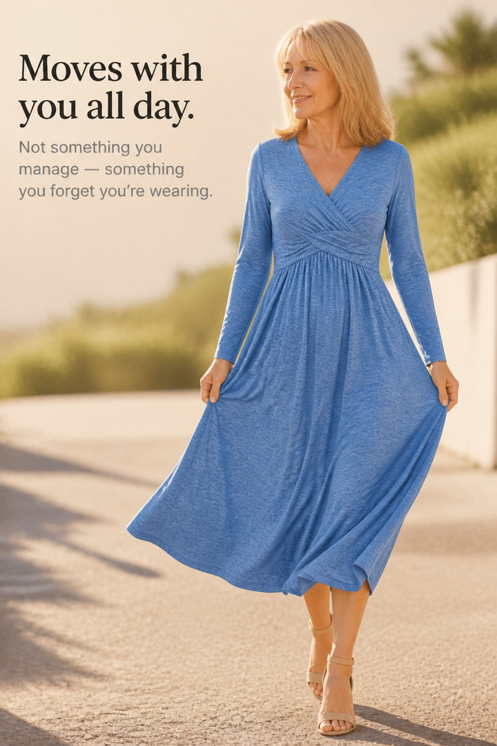 Wraverie – Wrap-Front Tie-Waist Midi Dress With Pockets