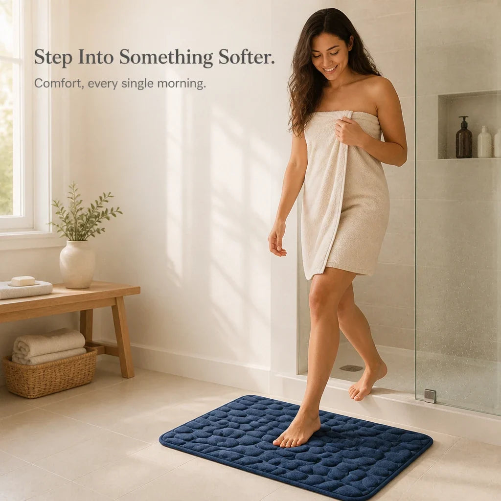 PebbleNest – Pebble-Textured Memory Foam Bath Mat
