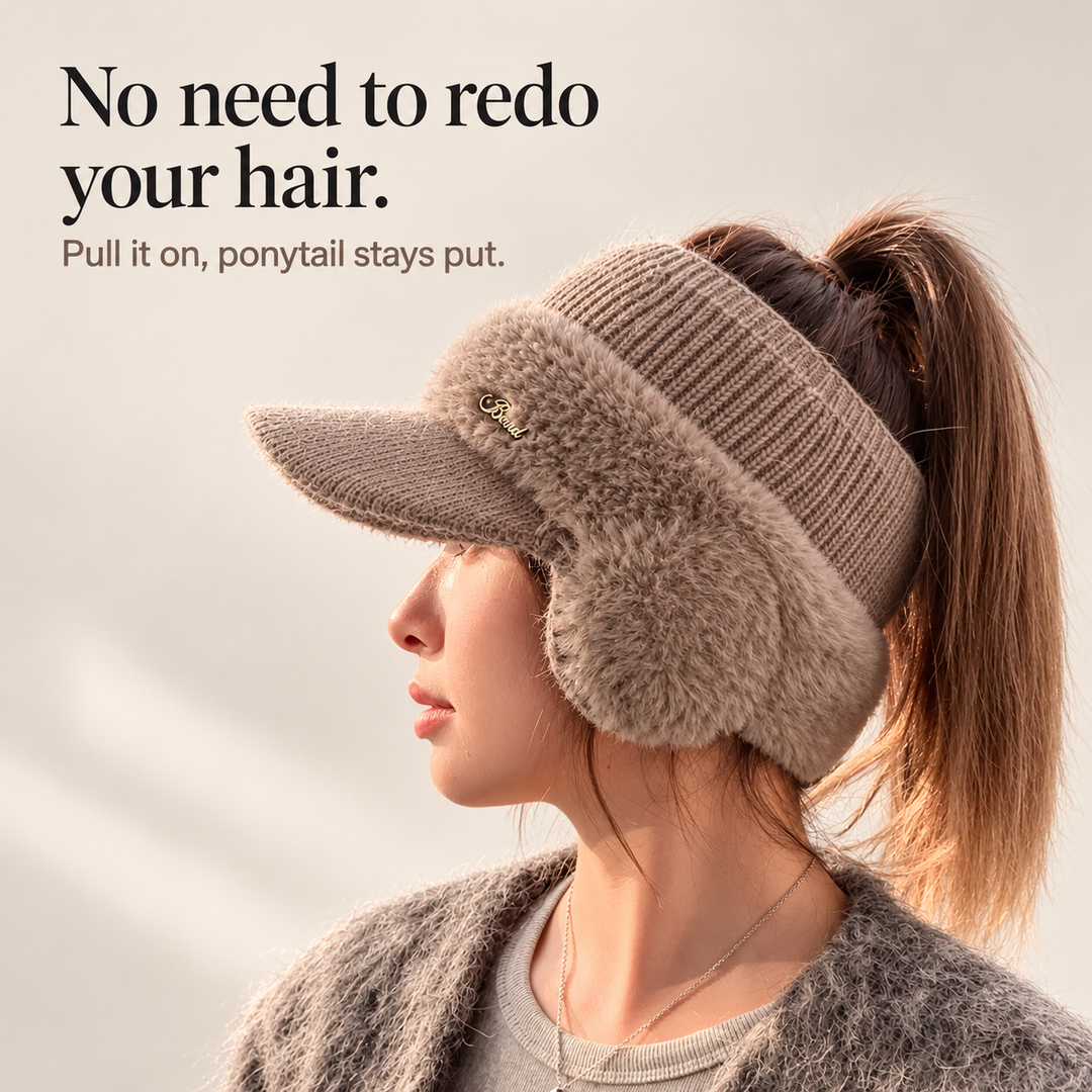 Warmelle – Open-Crown Knitted Ponytail Beanie