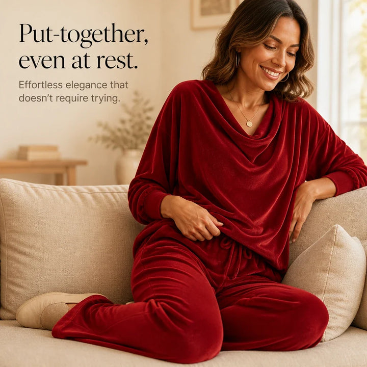 Pleat & Ease – Pleated Sweater And Wide-Leg Pants Set