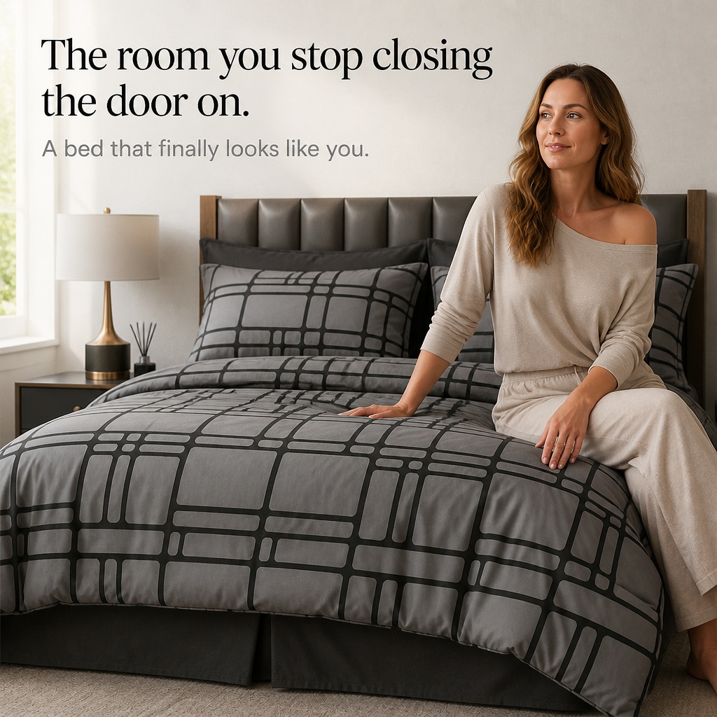 Gridfolia – Geometric Plaid-Grid Duvet Cover Set