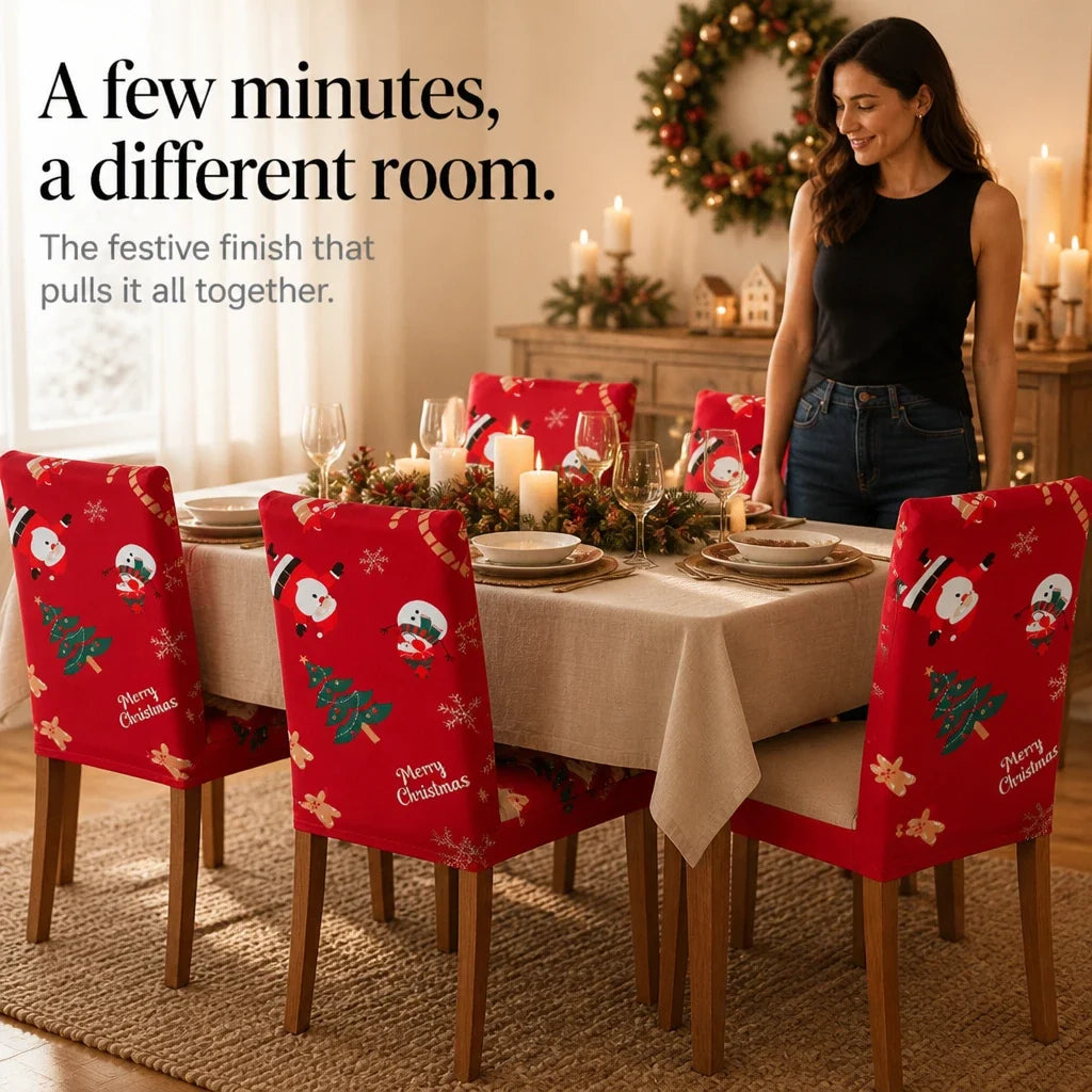 HollyHug – Christmas Stretch Dining Chair Covers (4 Pack)