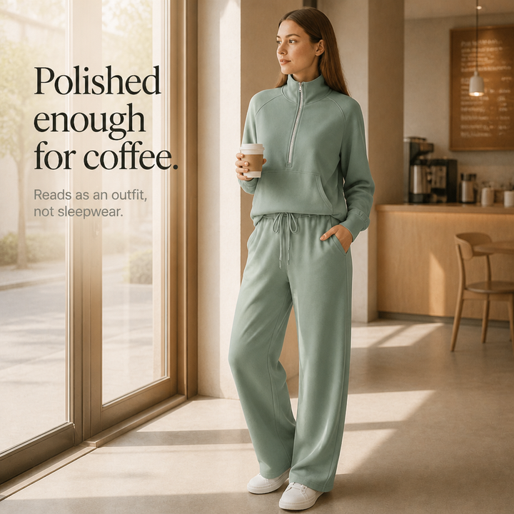 Easewell – Half-Zip Top And Wide-Leg Trouser Set
