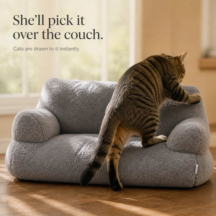 HearthPaw – Plush Sofa-Shaped Cat Bed